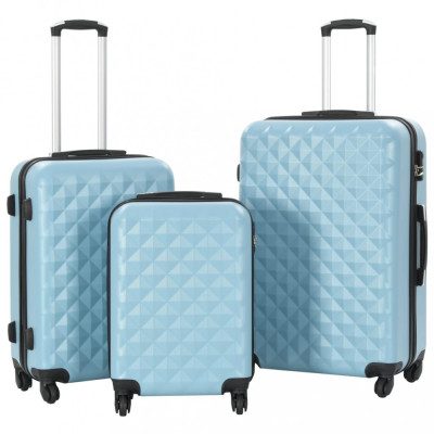 Set valiză carcasă rigidă, 3 buc., albastru, ABS foto