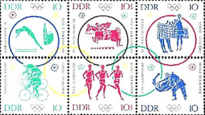 DDR 1964 - Jocurile Olimpice Tokyo, sport, serie neuzata in bloc foto