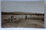 RAMNICU VALCEA , PLAJA PE MALUL OLTULUI , FOTOGRAFIE FORMAT CARTE POSTALA , 1938