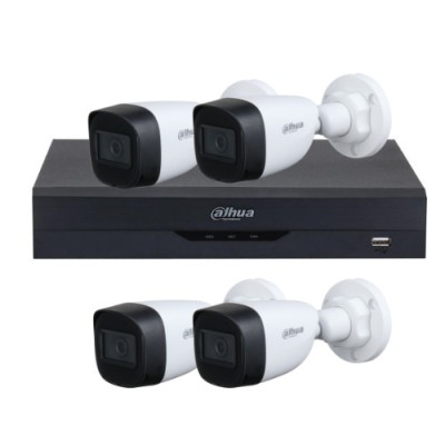 Kit supraveghere basic Dahua 4 camere 5MP, IR 30m, lentila fixa 2.8mm, DVR 4 canale, inteligenta artificiala SafetyGuard Surveillance foto