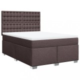 Cumpara ieftin Pat continental cu saltea, maro inchis, 140x200 cm, textil