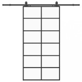 Cumpara ieftin Usa glisanta cu set de feronerie neagra 90x205 cm Sticla ESG