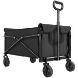 Outsunny Cărucior de Grădină 80L Pliabil cu M&acirc;ner Reglabil, din Metal și Țesătură Oxford, 78x47.5x92 cm, Negru | Aosom Romania