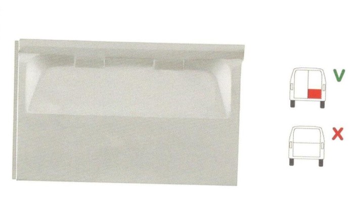 Panou reparatie usa VW TRANSPORTER (T4)/CARAVELLE/MULTIVAN, 07.1990-.2003 modele cu 2 usi spate, partea dreapta, usa spate ; inaltime 412 mm ; cu o n