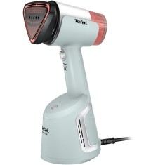 Aparat de calcat vertical cu abur Tefal AeroSteam DT9814F0, 1400W, 90g/min, 100ml, talpa ceramica, alb-roz