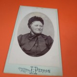 FOTO PORTRET FEMEIE 1901 VECHI PE CARTON GROS 10 / 7 CM DE COLECTIE RARA!
