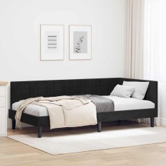 vidaXL Cadru de pat colțar cu headboard Negru 100 x 200 cm Catifea