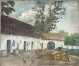 Tablou vechi scenă domestică, ulei pe panza 60 x 50 cm. semnatura neidentificata, Scene gen, Realism