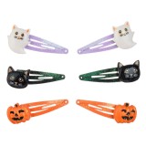 Set Clame Metalice Păr, Multicolor, 6 Bucăți, Model Pisică și Dovleac, Glitter