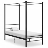 Cadru de pat cu baldachin, negru, 100x200 cm, metal GartenMobel Dekor, vidaXL