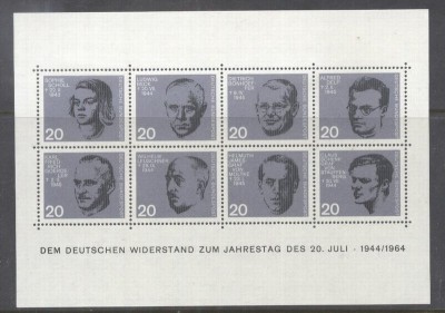 Germany Bundes 1964 Assassination Attempt on Hilter perf. sheet Mi.B3 MNH DA.182 foto