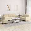 VidaXL Set de canapele cu perne, 3 piese, crem, textil