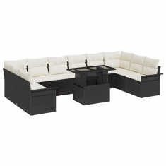 vidaXL Set de canapele pentru grădină 11 pcs Negru 100 x 55 x 73 cm 3357090