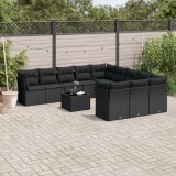 Gossi set canapele de gradina, 12 piese, cu perne, negru, poliratan