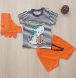 Set bebelusi tricou, pantaloni scurti si bevetica dinozaur bumbac 3-12 luni