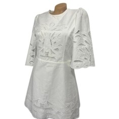 - Rochie din bumbac brodată, albă, mărimea M