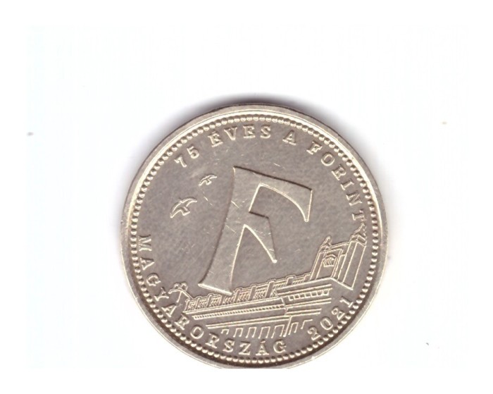 Moneda Ungaria 5 forint/forinti 2021 75 de ani forint - litera F, stare foarte buna