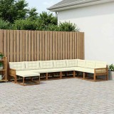 vidaXL Set de canapele de exterior cu pernă 8 pcs Natural și Crem 3381618
