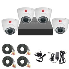 Sistem supraveghere complet 4 camere analog Guard View 2MP antivandal lentile varifocale 4-in-1 IR 30m, DVR UNV 4 canale AnalogHD 2MP si accesorii Saf foto