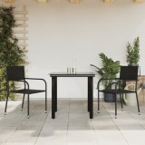 vidaXL Set mobilier de grădină, 3 piese, negru, poliratan și oțel 3203280