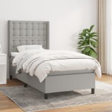 Cumpara ieftin Pat box spring cu saltea, gri deschis, 100x200 cm, textil