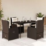 VidaXL Set mobilier de grădină, 5 piese, cu perne, maro, poliratan