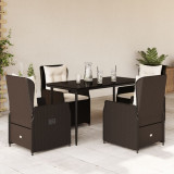 Set mobilier de gradina, 5 piese, cu perne, maro, poliratan