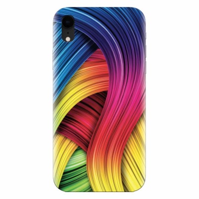 Husa silicon pentru Apple Iphone XR, Curly Colorful Rainbow Lines Illustration foto