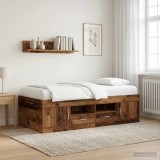 Cumpara ieftin Cadru de pat cu depozitare cu sertar Lemn vechi 80 x 200 cm