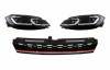 Grila Centrala cu Faruri LED Semnal Dinamic VW Golf 7.5 VII Facelift (2017+) GTI Look Rosu/Crom Performance AutoTuning, KITT
