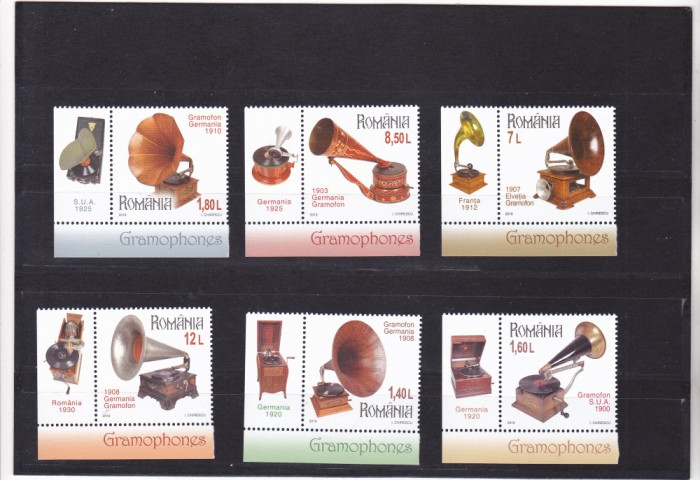 ROMANIA 2019, Colecții rom&acirc;nești GRAMOFOANE,cu tabs, MNH, Lp 2266