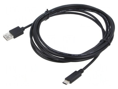 Cablu USB 2.0 A la C, 3m, negru, aurit foto
