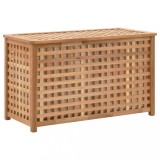 Cufăr rufe vidaXL, lemn masiv nuc, 77.5x37.5x46.5 cm, maro, sac textil detașabil, cos rufe baie/dormitor, aerisire optimă