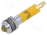 Lampă LED convex galbenă 12VDC &Oslash;8mm IP67 &Oslash;LED 5mm CML