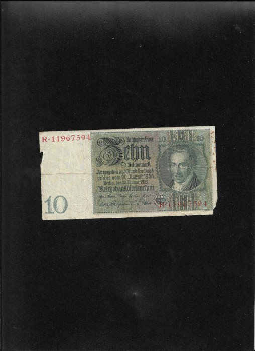 Germania 10 marci mark 1929 seria11967594 uzata