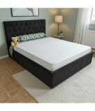 Pat Oscar NEGRU 160x200cm cu Lada de Depozitare, Somiera Metalica Rabatabilă + SALTEA 160X200