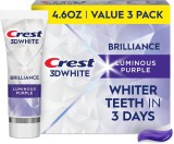 Set 3 paste de dinți Crest 3D White Brilliance Luminous Purple, 3 x 130 g