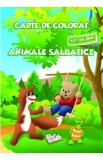 Carte de colorat cu abtibilduri - Animale salbatice