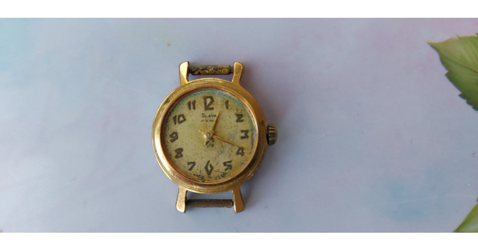 Ceas Dama Slava Mecanic 17 Rubine - Defect, Fara Geam - Pentru Piese ...