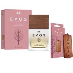 Pachet parfum auto K2 Evos Madam 50ml + odorizant auto pandantiv din lemn K2 Evos Madam (Dama)