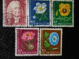 Serie timbre flora flori plante Elvetia stampilate timbre filatelice postale, Stampilat