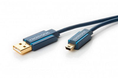 Cablu Profesional 1m mini USB 2.0 - USB Hi-Speed 480Mbit/s OFC cupru fara oxigen aurit Clicktronic foto