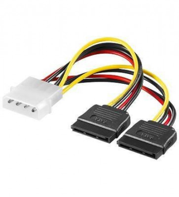 Cablu adaptor 2x Sata la Molex 5.25 4 pini tata 15cm Goobay foto