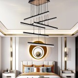 Lustra LED suspendata neagra LT181/6BK, 82W, 3 temperaturi, inaltime reglabila