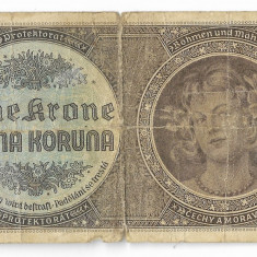 Bancnota 1 krone 1940 - Protectorat Bohemia si Moravia