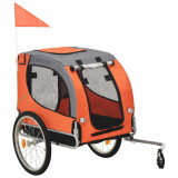 VidaXL Remorcă de bicicletă pentru c&acirc;ini, portocaliu și gri