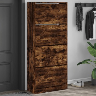 vidaXL Pantofar cu 4 sertare rabatabile, stejar fumuriu, 80x34x187,5cm foto