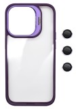 Husa Protectie din Policarbonat cu stativ si protectie camere, pentru iPhone 13 Pro Max, Violet, Oem