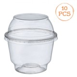 Boluri Plastice Reutilizabile, Model Transparent, Capacitate 0,285L, Set 10 Bucăți, Capac Inclus, Oem