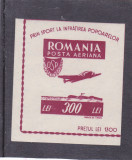 ROMANIA POSTA AERIANA 1946 COLITA NEDANTELATA, Istorie, Stampilat